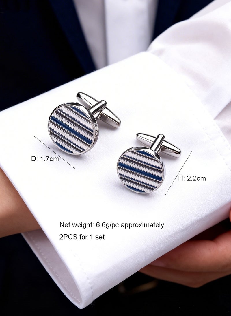 DB Innov. Cufflinks, Round Twill Cufflinks, 2 PCS in One Set Copper Jewelry Specially Design for Men's Shirt Wedding Business Gift with Delicate Package Box. - Image 2